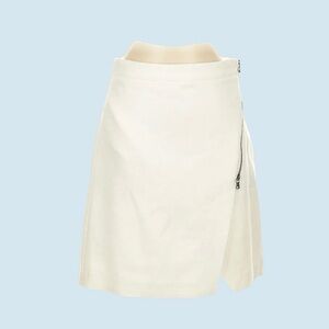 Club Monaco Cream A-Line Wrap Skirt with Exposed Zip